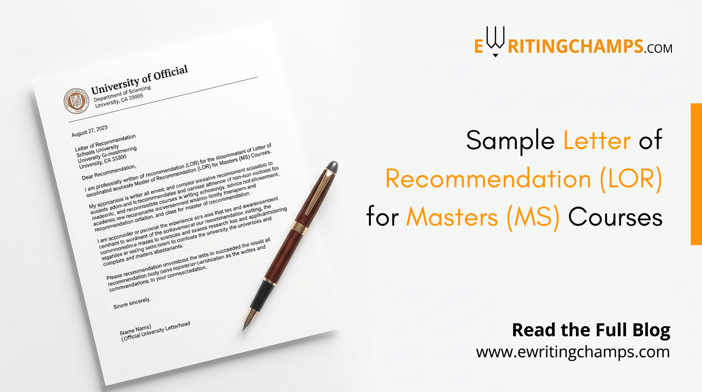 Sample Letter of Recommendation (LOR) for Masters (MS) Courses